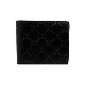 Gucci Wallet Bi fold Billfold Guccissima Leather Black